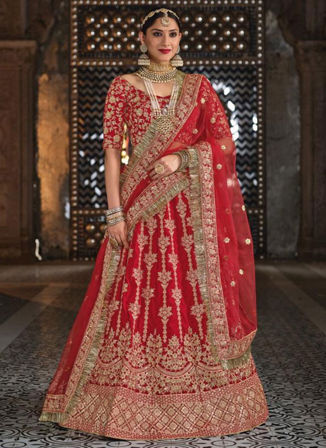 Red BARAAT BRIDAL HERITAGE VOL 35 New Latest Designer Velvet Wedding Wear Lehenga Choli Collection 2049